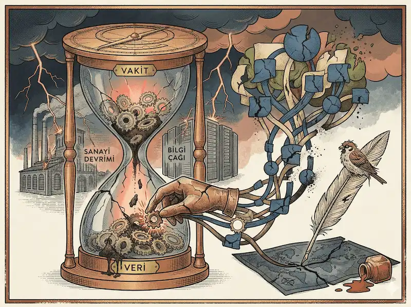 Serçe Bilişim - Sistem odasında yaşanan teknik kesinti ve dramatik fırtına atmosferini betimleyen görsel