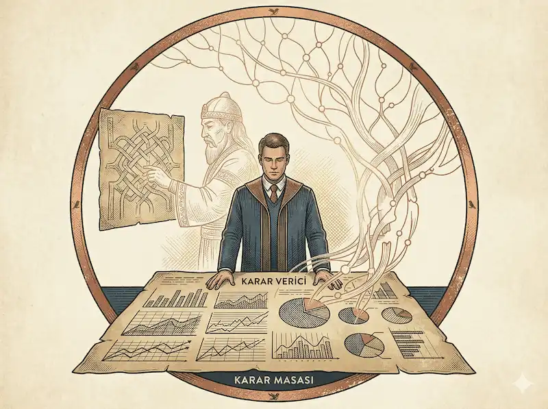 Serçe Bilişim - Modern bir karar vericinin arkasında stratejik rehberlik eden Bilge Tonyukuk figürü